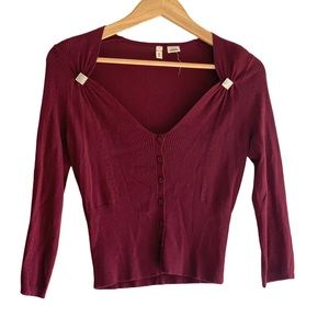 Moth Fitted Rhinestone-Detailed Y2K Sweater